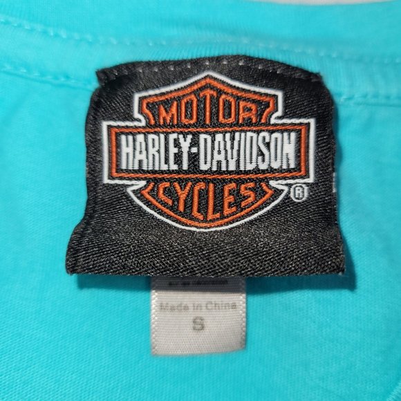 Harley Davidson T-Shirt Petersons Key West Florida Teal Parrot Womens size Small - Picture 3 of 3